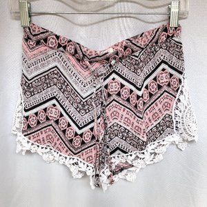 Y2K Boho Tribal Crochet Short Shorts